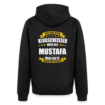 Name Mustafa Vorname Klugscheisser Namenstag - Unisex Premium Bio Zip Hoodie - Schwarz - Hinten - Nico (187cm)