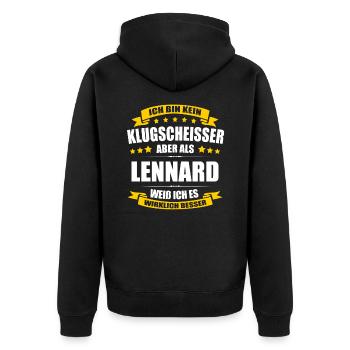 Name Lennard Vorname Klugscheisser Namenstag - Unisex Premium Bio Zip Hoodie - Schwarz - Hinten - Nico (187cm)