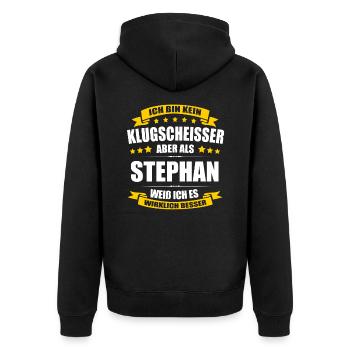 Name Stephan Vorname Klugscheisser Namenstag - Unisex Premium Bio Zip Hoodie - Schwarz - Hinten - Nico (187cm)