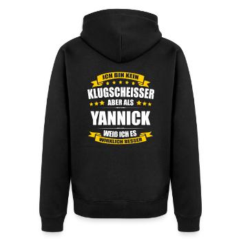 Name Yannick Vorname Klugscheisser Namenstag - Unisex Premium Bio Zip Hoodie - Schwarz - Hinten - Nico (187cm)