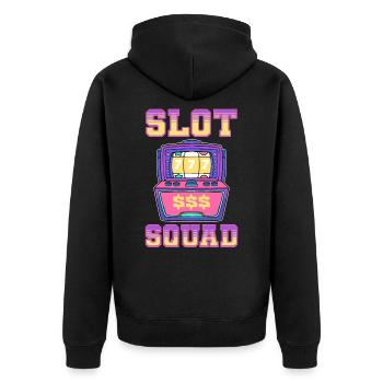 Slot Squad Lucky Slot Machine Casino Gambling - Unisex Premium Organic Zip Hoodie - black - Back - Nico (187cm)