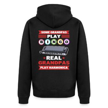 Manche Großväter spielen Bingo Echte Großväter - Unisex Premium Bio Zip Hoodie - Schwarz - Hinten - Nico (187cm)