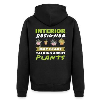 Innenarchitektin kann anfangen, über Pflanzen zu - Unisex Premium Bio Zip Hoodie - Schwarz - Hinten - Nico (187cm)