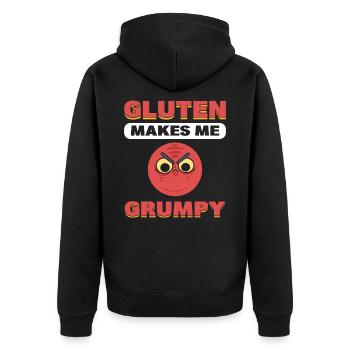 Gluten macht mich mürrisch Glutenfreie Diät - Unisex Premium Bio Zip Hoodie - Schwarz - Hinten - Nico (187cm)