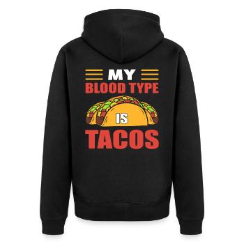 Taco Mexican Burrito Meine Blutgruppe sind Tacos - Unisex Premium Bio Zip Hoodie - Schwarz - Hinten - Nico (187cm)