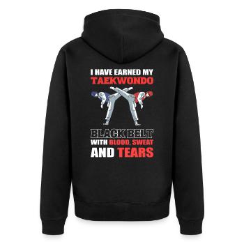 Taekwondo Martial Arts Ich habe meinen - Unisex Premium Bio Zip Hoodie - Schwarz - Hinten - Nico (187cm)
