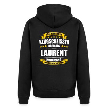 Name Laurent Vorname Klugscheisser Namenstag - Unisex Premium Bio Zip Hoodie - Schwarz - Hinten - Nico (187cm)