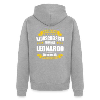 Name Leonardo Vorname Klugscheisser Namenstag - Unisex Premium Bio Zip Hoodie - Grau meliert - Hinten - Nico (187cm)