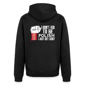 Polnischer Stolz Polnische Flagge Gewachsen - Unisex Premium Bio Zip Hoodie - Schwarz - Hinten - Nico (187cm)