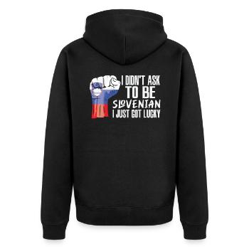Slowenischer Stolz Slowenische Flagge Gewachsen - Unisex Premium Bio Zip Hoodie - Schwarz - Hinten - Nico (187cm)