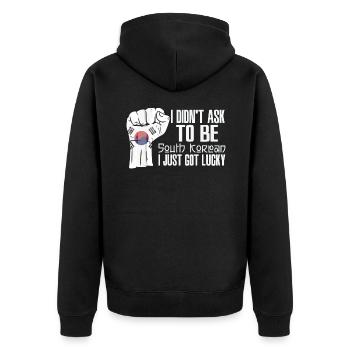 South Korean Pride South Korea Flag Grown South - Unisex Premium Organic Zip Hoodie - black - Back - Nico (187cm)
