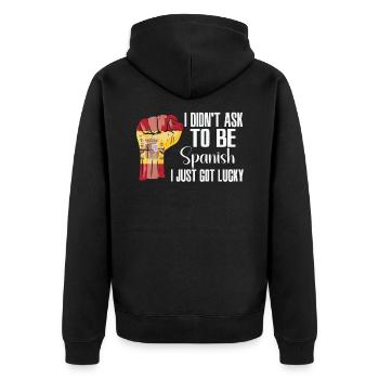 Spanischer Stolz Spanische Flagge Gewachsen - Unisex Premium Bio Zip Hoodie - Schwarz - Hinten - Nico (187cm)