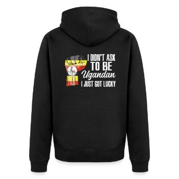 Ugandischer Stolz Ugandische Flagge Gewachsen - Unisex Premium Bio Zip Hoodie - Schwarz - Hinten - Nico (187cm)