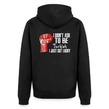 Turkish Pride Turkey Flag Grown Turkish Roots - Unisex Premium Organic Zip Hoodie - black - Back - Nico (187cm)