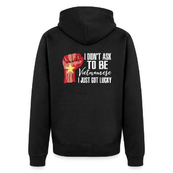 Vietnamese Pride Vietnam Flag Grown Vietnamese - Unisex Premium Organic Zip Hoodie - black - Back - Nico (187cm)