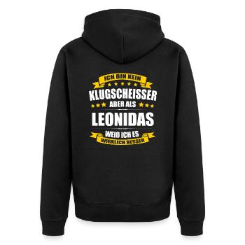 Name Leonidas Vorname Klugscheisser Namenstag - Unisex Premium Bio Zip Hoodie - Schwarz - Hinten - Nico (187cm)