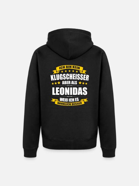 Name Leonidas Vorname Klugscheisser Namenstag - Unisex Premium Bio Zip Hoodie - Schwarz