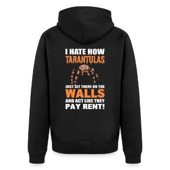 Tarantel Spinne Ich hasse wie Taranteln - Unisex Premium Bio Zip Hoodie - Schwarz - Hinten - Nico (187cm)