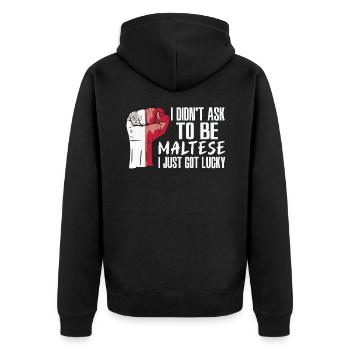Malteser Stolz Maltesische Flagge Gewachsen - Unisex Premium Bio Zip Hoodie - Schwarz - Hinten - Nico (187cm)