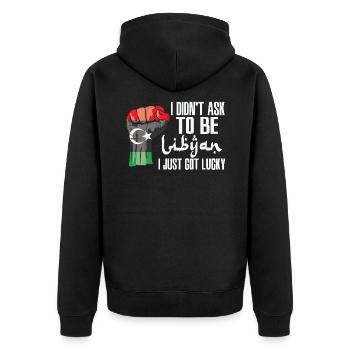 Libyan Pride Libya Flag Grown Libyan Roots Libyan - Unisex Premium Organic Zip Hoodie - black - Back - Nico (187cm)