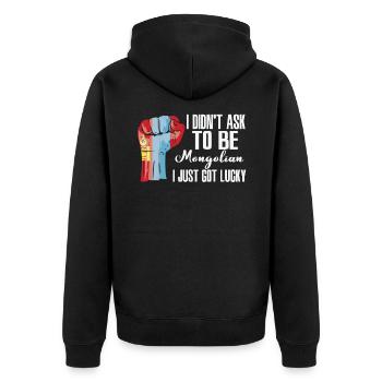 Mongolian Pride Mongolia Flag Grown Mongolian - Unisex Premium Organic Zip Hoodie - black - Back - Nico (187cm)