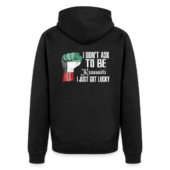 Kuwaiti Pride Kuwait Flag Grown Kuwaiti Roots - Unisex Premium Organic Zip Hoodie - black - Back - Nico (187cm)