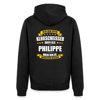 Name Philippe Vorname Klugscheisser Namenstag - Unisex Premium Bio Zip Hoodie - Schwarz - Hinten - Nico (187cm)