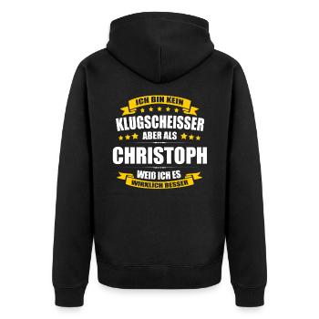Name Christoph Vorname Klugscheisser Namenstag - Unisex Premium Bio Zip Hoodie - Schwarz - Hinten - Nico (187cm)