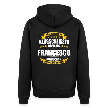 Name Francesco Vorname Klugscheisser Namenstag - Unisex Premium Bio Zip Hoodie - Schwarz - Hinten - Nico (187cm)