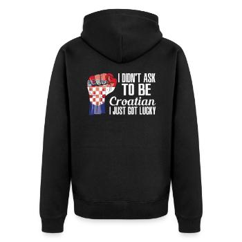 Kroatischer Stolz Kroatische Flagge Gewachsen - Unisex Premium Bio Zip Hoodie - Schwarz - Hinten - Nico (187cm)