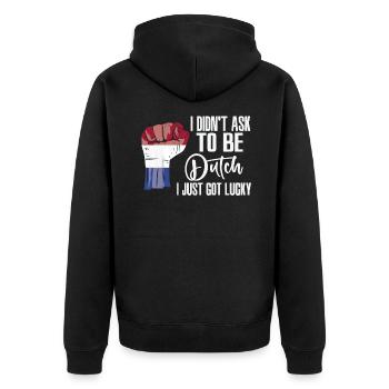 Dutch Pride Netherlands Flag Grown Dutch Roots - Unisex Premium Organic Zip Hoodie - black - Back - Nico (187cm)