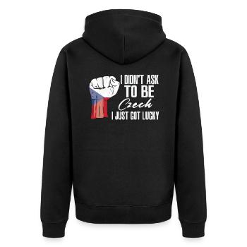 Czech Pride Czech Republic Flag Grown Czech Roots - Unisex Premium Organic Zip Hoodie - black - Back - Nico (187cm)