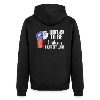 Chilean Pride Chile Flag Grown Chilean Roots - Unisex Premium Organic Zip Hoodie - black - Back - Nico (187cm)