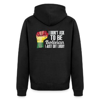 Bolivianischer Stolz Bolivianische Flagge - Unisex Premium Bio Zip Hoodie - Schwarz - Hinten - Nico (187cm)