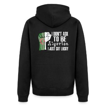 Algerischer Stolz Algerische Flagge Gewachsen - Unisex Premium Bio Zip Hoodie - Schwarz - Hinten - Nico (187cm)