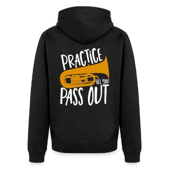 Brass Band Practice Till You Pass Out Tuba Player - Unisex Premium Organic Zip Hoodie - black - Back - Nico (187cm)