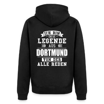 Stadt Dortmund Deutschland Legende Spruch - Unisex Premium Bio Zip Hoodie - Schwarz - Hinten - Nico (187cm)