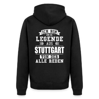 Stadt Stuttgart Deutschland Legende Spruch - Unisex Premium Bio Zip Hoodie - Schwarz - Hinten - Nico (187cm)