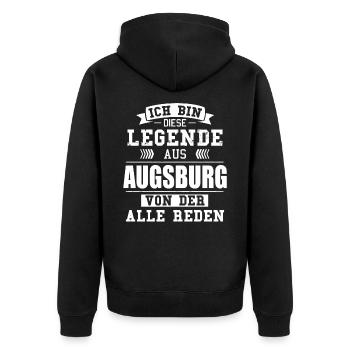 Stadt Augsburg Deutschland Legende Spruch - Unisex Premium Bio Zip Hoodie - Schwarz - Hinten - Nico (187cm)