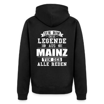 Stadt Mainz Deutschland Legende Spruch - Unisex Premium Bio Zip Hoodie - Schwarz - Hinten - Nico (187cm)
