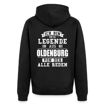 Stadt Oldenburg Deutschland Legende Spruch - Unisex Premium Bio Zip Hoodie - Schwarz - Hinten - Nico (187cm)
