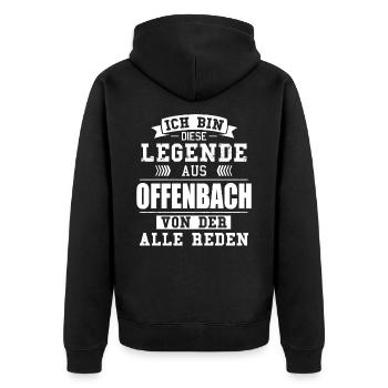 Stadt Offenbach Deutschland Legende Spruch - Unisex Premium Bio Zip Hoodie - Schwarz - Hinten - Nico (187cm)