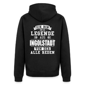 Stadt Ingolstadt Deutschland Legende Spruch - Unisex Premium Bio Zip Hoodie - Schwarz - Hinten - Nico (187cm)
