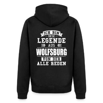 Stadt Wolfsburg Deutschland Legende Spruch - Unisex Premium Bio Zip Hoodie - Schwarz - Hinten - Nico (187cm)