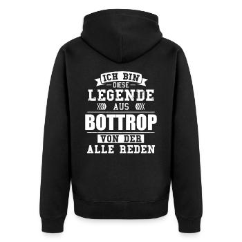 Stadt Bottrop Deutschland Legende Spruch - Unisex Premium Bio Zip Hoodie - Schwarz - Hinten - Nico (187cm)