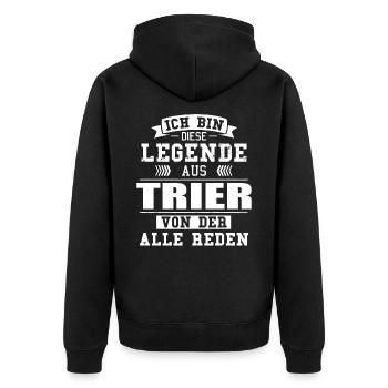 Stadt Trier Deutschland Legende Spruch - Unisex Premium Bio Zip Hoodie - Schwarz - Hinten - Nico (187cm)