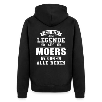 Stadt Moers Deutschland Legende Spruch - Unisex Premium Bio Zip Hoodie - Schwarz - Hinten - Nico (187cm)