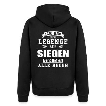 Stadt Siegen Deutschland Legende Spruch - Unisex Premium Bio Zip Hoodie - Schwarz - Hinten - Nico (187cm)
