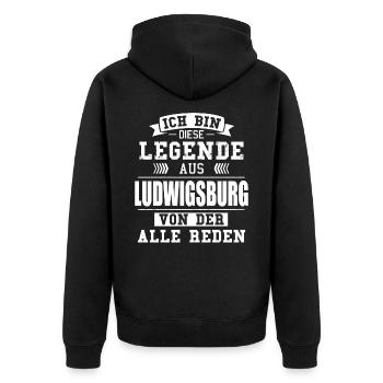Stadt Ludwigsburg Deutschland Legende Spruch - Unisex Premium Bio Zip Hoodie - Schwarz - Hinten - Nico (187cm)