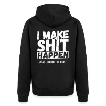 I Make Shit Happen #Gastroenterologe - Unisex Premium Bio Zip Hoodie - Schwarz - Hinten - Nico (187cm)